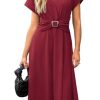 413dkY939SL.jpg Womens Wear to Work Teacher Business Casual Dress Funeral Midi Dresses Button Down Office Clothes with Pockets