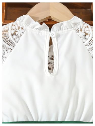 Toddler Girl's Lace Mock Neck Cap Sleeve Dress Belted A Line Flared Dresses