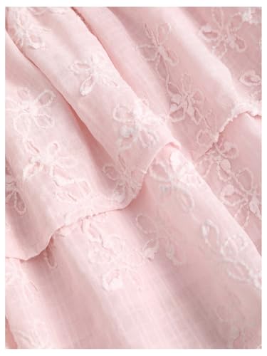 416Jv4dsrJL.jpg Women's Layered Ruffle Mini Skirt Floral Embroidered Elastic Waist A Line Skirt