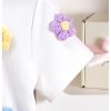 416y-dcmb4L.jpg Toddler Girl's Cute 2 Piece Outfits Floral Applique Knit Tee Pleated Skirt Set