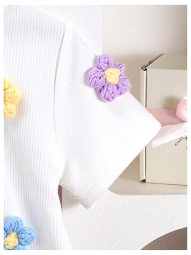 416y-dcmb4L.jpg Toddler Girl's Cute 2 Piece Outfits Floral Applique Knit Tee Pleated Skirt Set