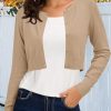 Cropped Cardigan Sweaters for Women 2025 Crew Neck Button Down Open Front Knit Bolero Shrugs