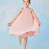 417s2ViZdlL.jpg Girl's Sleeveless Pleated Halter Dress Casual Button Back Dresses