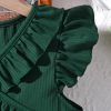418Gyf4ZQ7L.jpg Girl's V Neck Ruffle Sleeve A Line Dress High Waist Mesh Tulle Dress