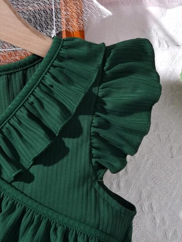418Gyf4ZQ7L.jpg Girl's V Neck Ruffle Sleeve A Line Dress High Waist Mesh Tulle Dress