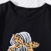 Girl's 2 Piece Set Graphic Short Sleeve Leopard Layered Ruffle A Line Skirt Outfits