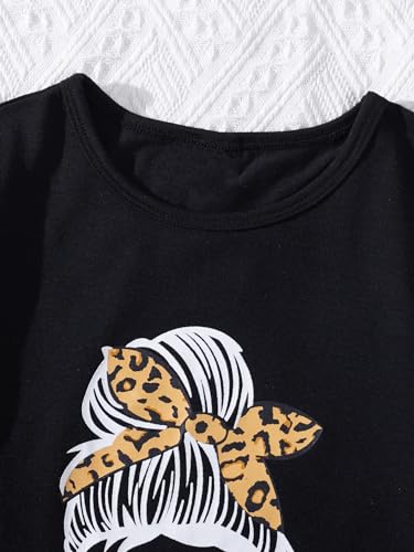 Girl's 2 Piece Set Graphic Short Sleeve Leopard Layered Ruffle A Line Skirt Outfits