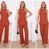 Womens Summer 2 Piece Outfits Ribbed Knit Tank Tops Wide Leg Pants Lounge Set Matching Tracksuit 2024 Spring Fashion