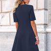 Womens 2025 Summer Teacher Work Modest Dresses Ultra Soft Short Sleeve Midi Old Money Clothes Business Casual Dress