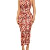 Women's Floral Print Halter Neck Sleeveless Bodycon Pencil Long Dresses