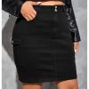 Women's Plus Size Stretchy Bodycon Denim Cargo Skirt High Waisted Short Jean Skirts