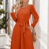 41CFSsuJsuL.jpg Womens Long Sleeve Casual Dresses 2025 Business Work Teacher Fall Church Belted A Line Flowy Midi Dress