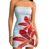 41CKVSxn1UL.jpg Women's Floral Print Mini Tube Dress Summer Strapless Sleeveless Bodycon Dresses