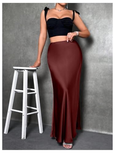 Women's Elegant High Waist Maxi Skirt Cocktail Party Wedding Long Skirts