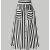 Women's Plus Size Striped High Waist Button Decor Flare A Line Maxi Skirt with Pockets