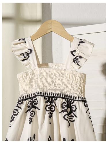 Toddler Girl's Boho Print Ruffle Square Neck Sleeveless Dress Swing A Line Dress