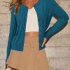 Women's Lightweight Button Down Cardigan Long Sleeve Casual Crew Neck Soft Knit Cardigans Sweater Tops