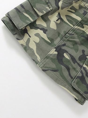 Toddler Girl's Camo Print Mini Cargo Skirt Elastic High Waist Flap Pocket Casual Mini Skirts