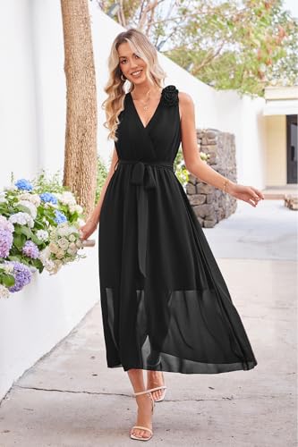 41FkZsbVouL.jpg Womens 2025 Summer Wedding Guest Bridesmaid V Neck Sleeveless Long Formal Evening Party Maxi Dress