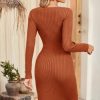 Womens 2025 Sweater Dress Long Sleeve Fall Midi Ribbed Knit Winter Belted Bodycon Dresses Work Clothes