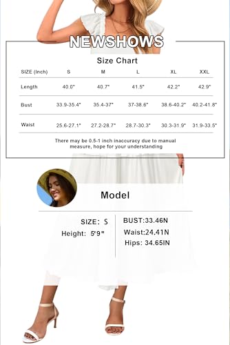 Women's 2025 Summer Wedding Guest Dress Ruffle Sleeve Smocked Square Neck Long Flowy Tiered Maxi Sundress