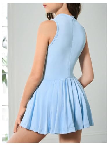 41HibQF0IRL.jpg Girl's Tennis Dress Sleeveless Pleated Workout Athletic Golf Dresses with Shorts Pockets