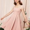 41JPGPhr5dL.jpg Girl's Appliques Mesh Puff Sleeve Square Neck Ruffle Hem Dress