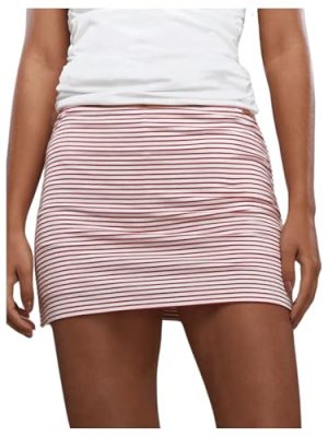 Women's Striped Bodycon Mini Skirt Athletic Workout Skorts Shorts