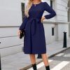 41LiSmFGpNL.jpg Womens Long Sleeve Casual Dresses 2025 Business Work Teacher Fall Church Belted A Line Flowy Midi Dress