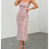 41M6-3qI1gL.jpg Women's Floral Print Ruched Sleeveless Cami Dress Fishtail Bodycon Midi Dress