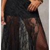 41MSds1bUIL.jpg Women's Sexy See Through Sheer Lace Maxi Skirt Low Waist Ruffle Hem A Line Flowy Skirt