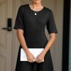 Womens 2025 Summer Teacher Work Modest Dresses Ultra Soft Short Sleeve Midi Old Money Clothes Business Casual Dress