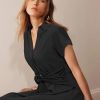41NZ7tEa0TL.jpg Womens Wear to Work Teacher Business Casual Dress Funeral Midi Dresses Button Down Office Clothes with Pockets