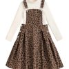 41NlGGIk2pL.jpg Girl's Leopard Print Corduroy Pinafore Dress Sleeveless Short Overall Dresses