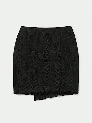 Women's Cover Up Wrap Skirt High Waisted Knot Side Asymmetrical Wrap Skirt Split Lettuce Trim Beach Mini Skirt