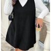41OPtWSoszL.jpg Women's Plus Size Corduroy V Neck Tank Overall Dress Sleeveless Loose Casual Short Dress