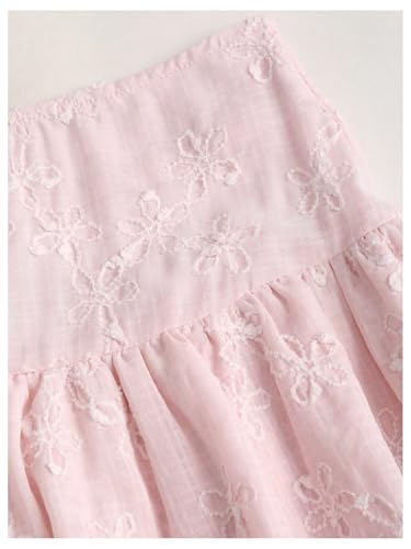 41PEc3XkunL.jpg Women's Layered Ruffle Mini Skirt Floral Embroidered Elastic Waist A Line Skirt