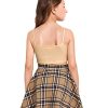 41PIrdr20L.jpg Girl's 2 Piece Outfits Cartoon Print Cami Top and Plaid Skater Skirt Set
