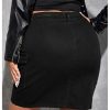 Women's Plus Size Stretchy Bodycon Denim Cargo Skirt High Waisted Short Jean Skirts