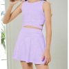 41RBnEoe-fL.jpg Girl's Workout Outfits Crisscross Crop Tank Top and Flare Skort Skirt Set