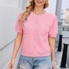 Womens Summer Cardigan Sweaters Lightweight Short Sleeve Button Down Shirts Ribbed Knit Blouse Tops 2024 Trendy