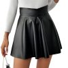 41SbO1SBqrL.jpg Women's Faux PU Leather Skirt High Waisted A Line Skater Mini Skirts