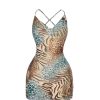 41Sr7EG3l6L.jpg Women's Plus Size Leopard Print Draped Cowl Neck Cami Dress Criss Cross Backless Mini Dresses