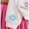 Toddler Girl's 2 Piece Outfits 3D Flower Button Down Cardigan and Pleated Aline Skirts Set