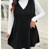 41UAkzLsgpL.jpg Women's Plus Size Corduroy V Neck Tank Overall Dress Sleeveless Loose Casual Short Dress