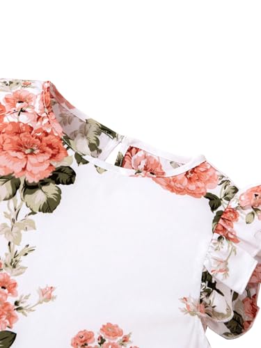 41UaM8l7MSL.jpg Girl's 2 Piece Floral Print Tank & Skirt Set Ruffle Sleeve Tanks and Wrap Front Skirts Summer Outfits
