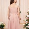41VAjfmuGpL.jpg Girl's Appliques Mesh Puff Sleeve Square Neck Ruffle Hem Dress