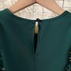 Girl's Flounce Sleeve Belted Gold Snowflake Party Swing A Line Dress