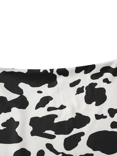 Girl's Cow Print Summer Split Hem High Waist Zipper Casual Short Skirt