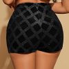 Women's Rhinestone Wrap Velvet Hign Waist Skorts Asymmetrical Hem Party Club Skirt Shorts